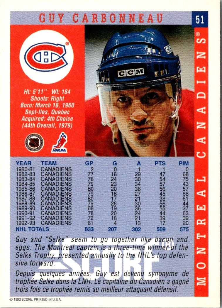 1993 Score Guy Carbonneau
