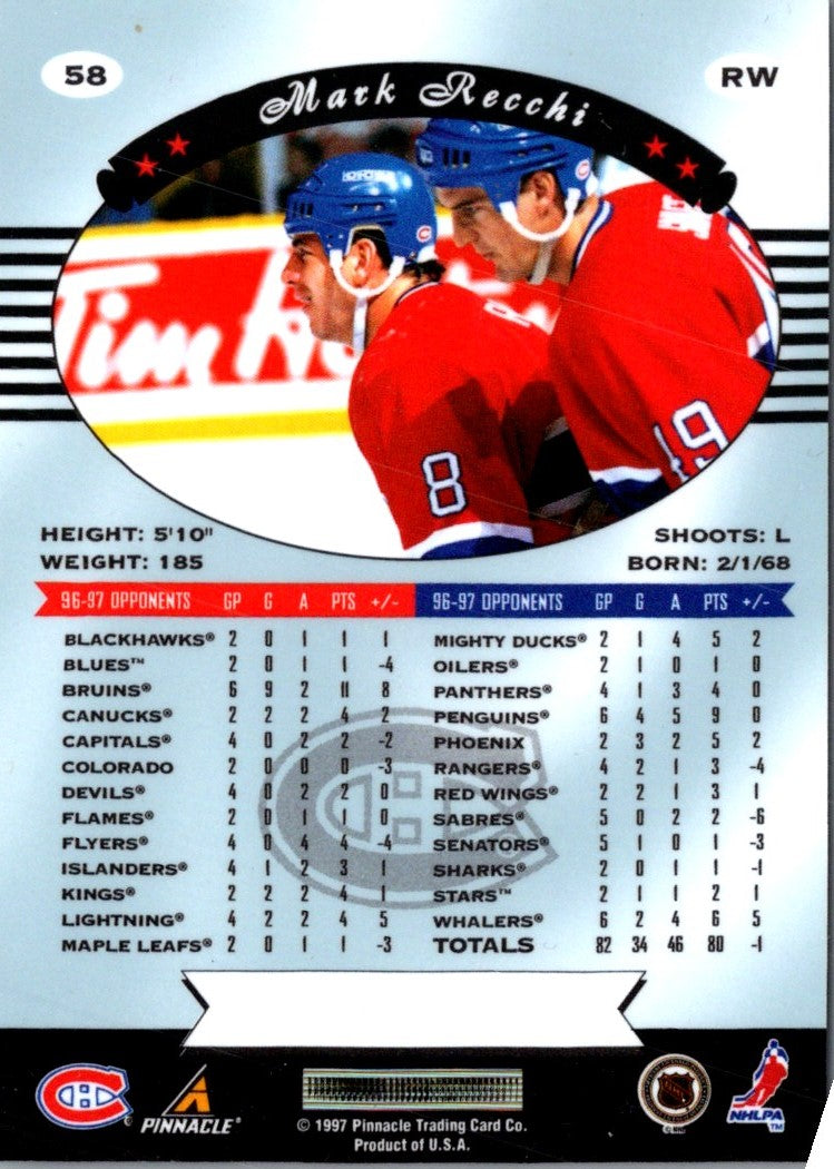 1997 Pinnacle Certified Mark Recchi