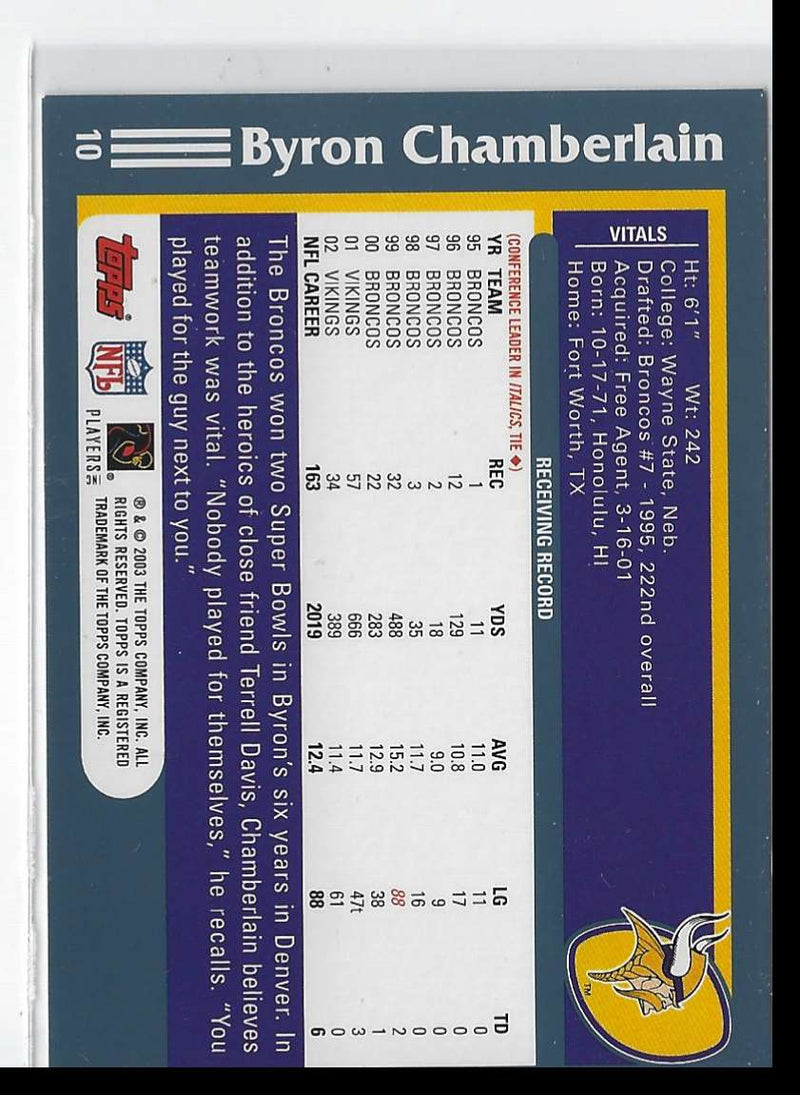 2003 Topps Byron Chamberlain