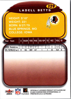 2003 Fleer Ladell Betts #329
