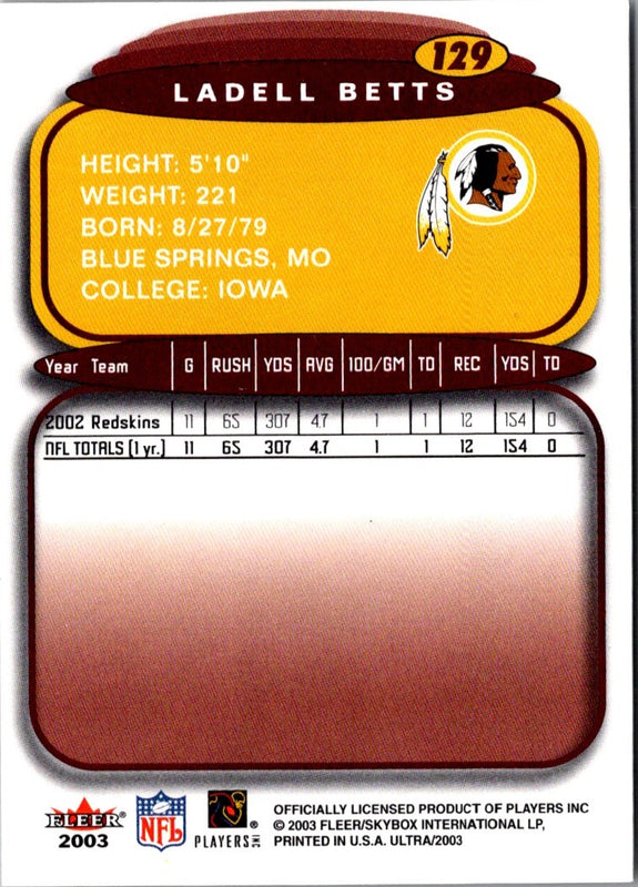 2003 Fleer Ladell Betts #329