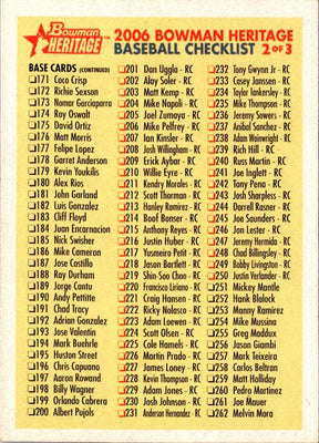 2006 Bowman Heritage Checklist Checklist Checklist 2 #2