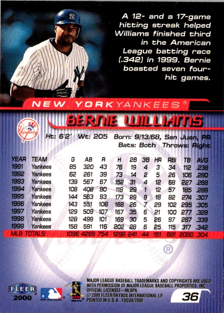 2000 Fleer Focus Bernie Williams