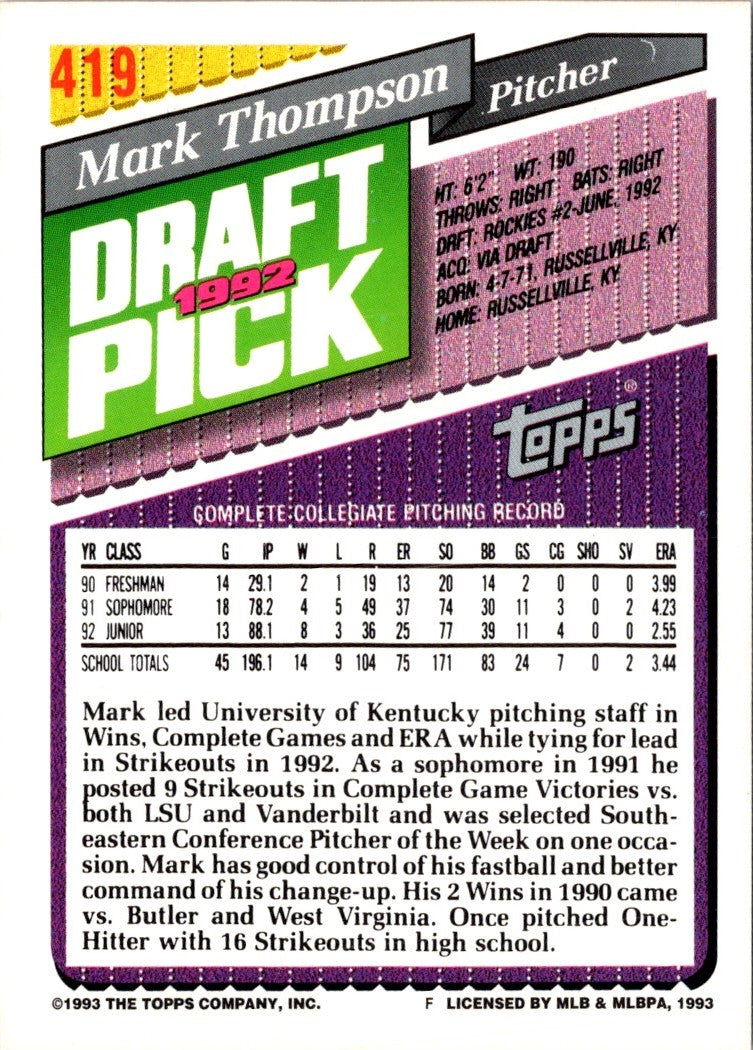 1993 Topps Mark Thompson