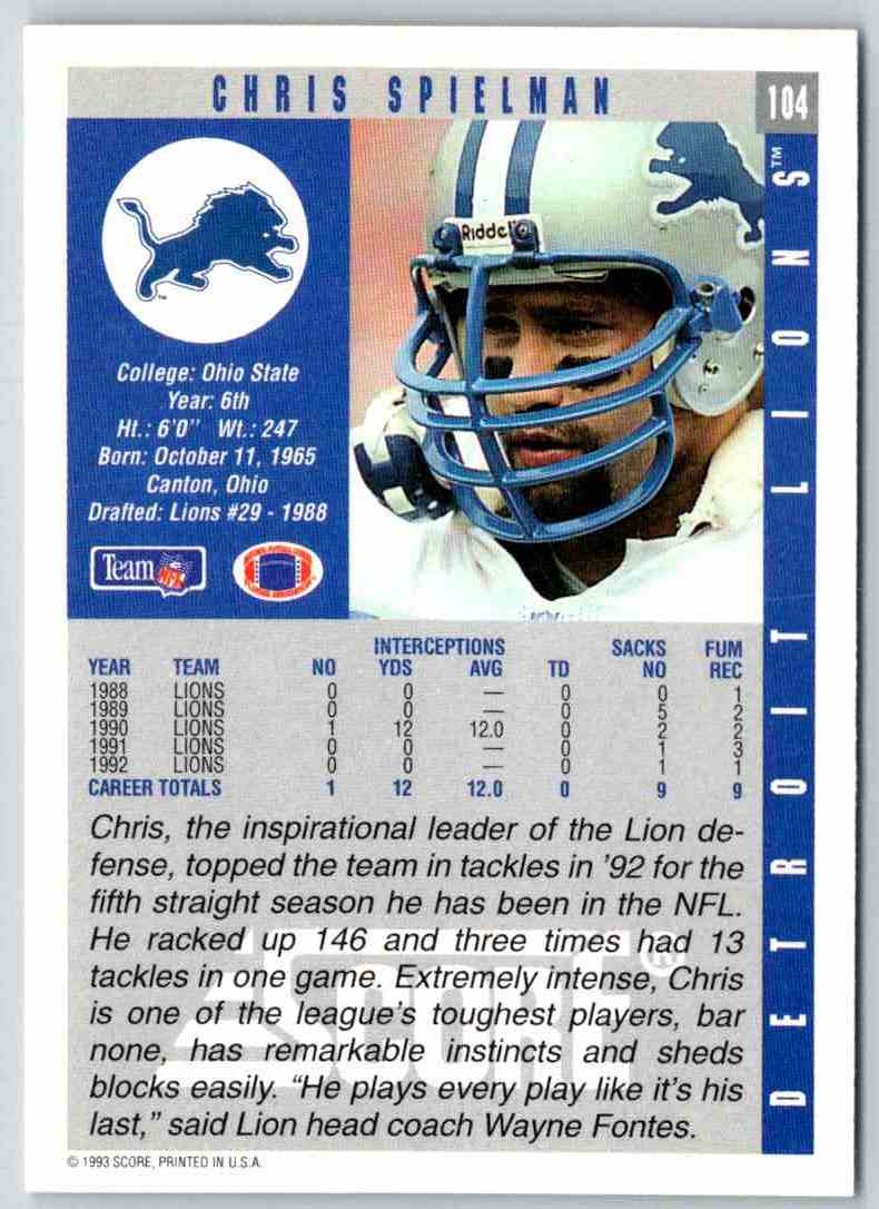 1995 Score Chris Spielman