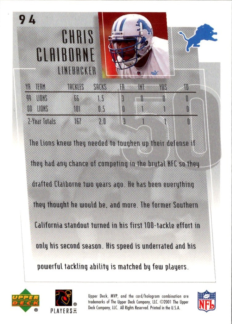 2001 Upper Deck MVP Chris Claiborne