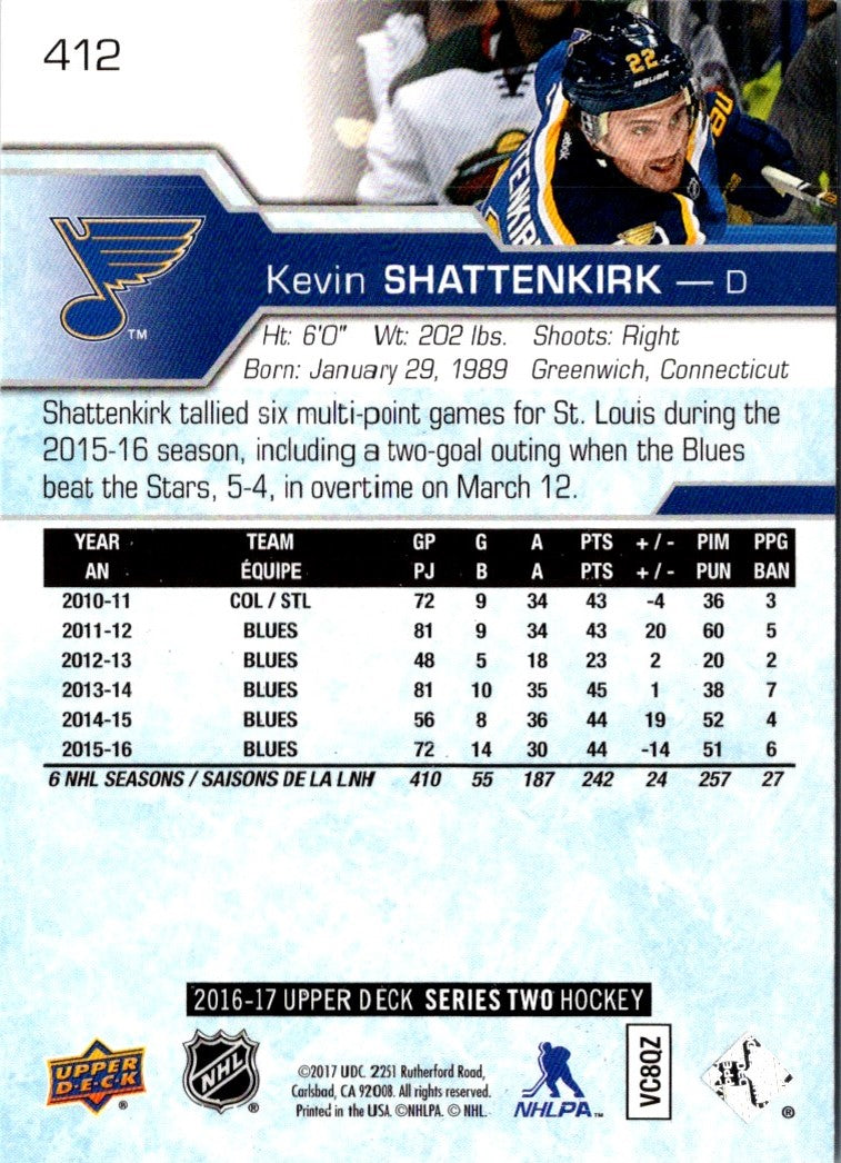 2017 Upper Deck Kevin Shattenkirk