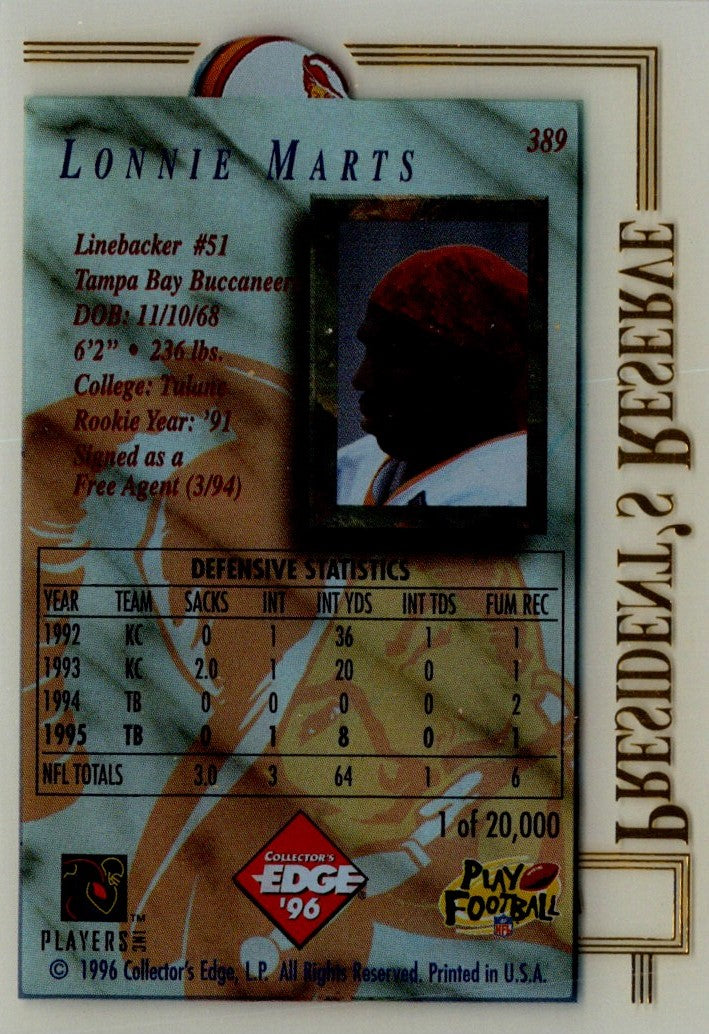 1996 Collector's Edge President's Reserve Lonnie Marts
