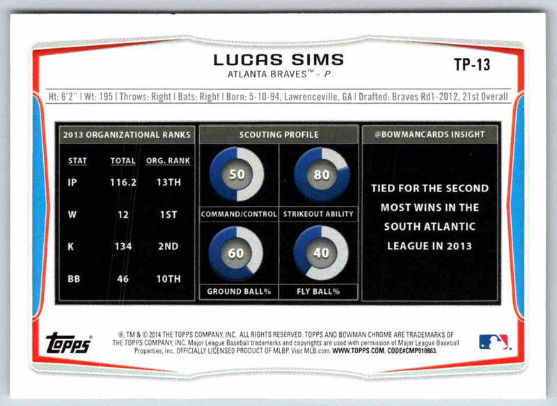 2014 Bowman Lucas Sims