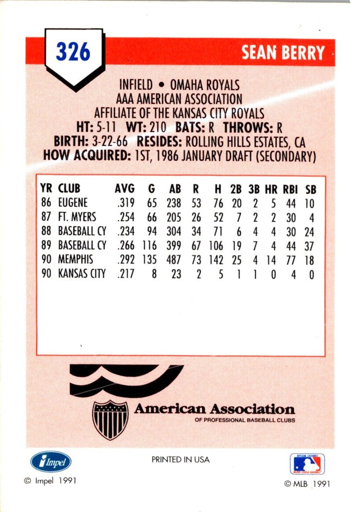 1991 Line Drive AAA Sean Berry