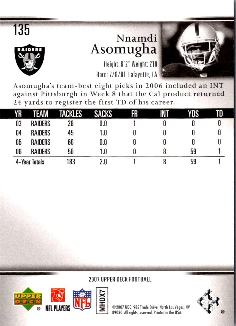 2007 Upper Deck Nnamdi Asomugha