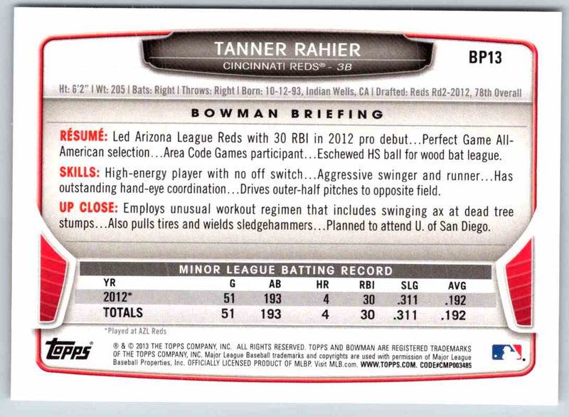 2014 Bowman Tanner Rahier