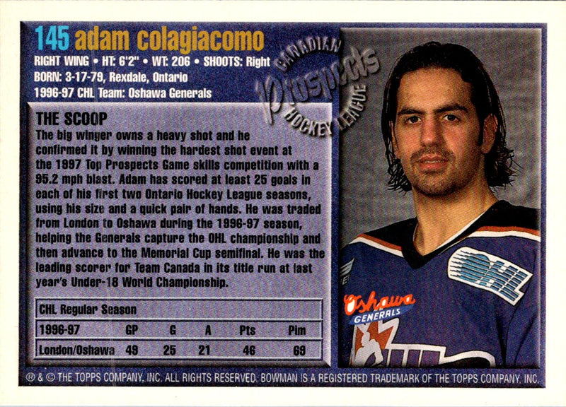 1997 Bowman CHL Adam Colagiacomo