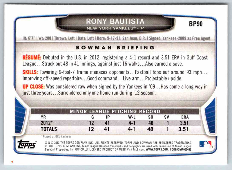 2014 Bowman Rony Bautista