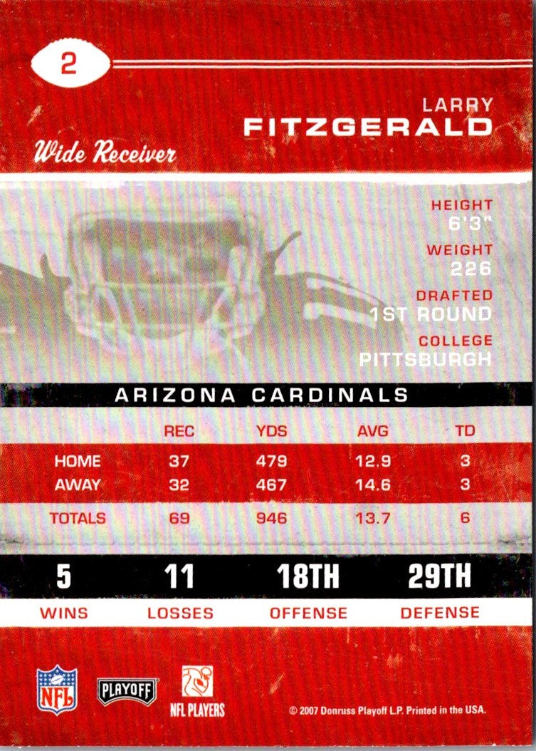 2007 Playoff Contenders Larry Fitzgerald