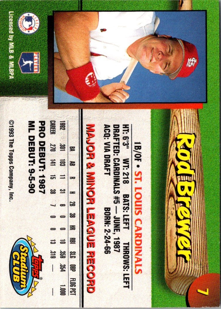 1993 Stadium Club St. Louis Cardinals Rod Brewer
