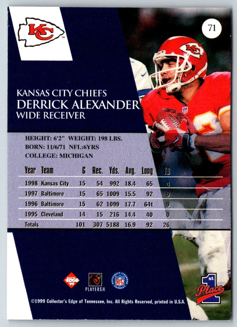 1999 Collector's Edge First Place Derrick Alexander