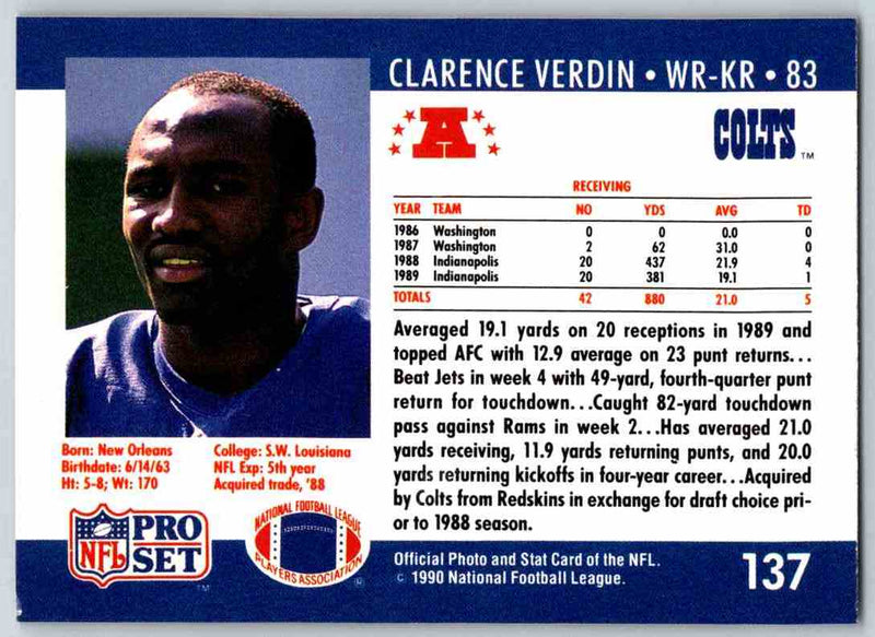 1990 Pro Set Clarence Verdin
