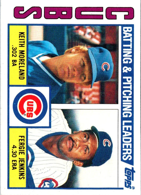 1984 Topps Nestle Cubs Batting & Pitching Leaders: Fergie Jenkins/Keith Moreland #456