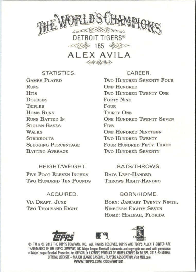 2012 Topps Allen & Ginter Alex Avila