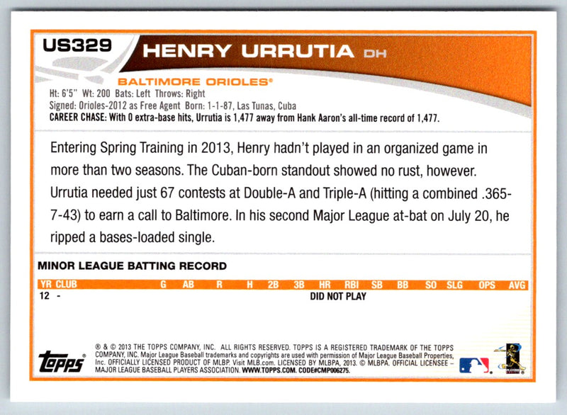 2013 Topps Update Henry Urrutia