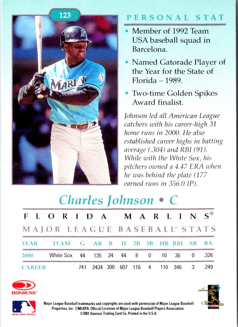 2001 Donruss Studio Charles Johnson