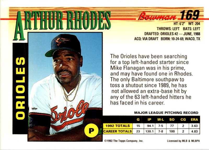 1993 Bowman Arthur Rhodes