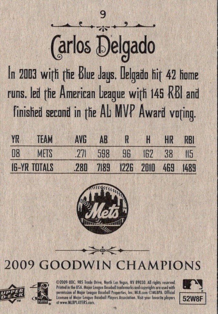 2009 Upper Deck Goodwin Champions Carlos Delgado