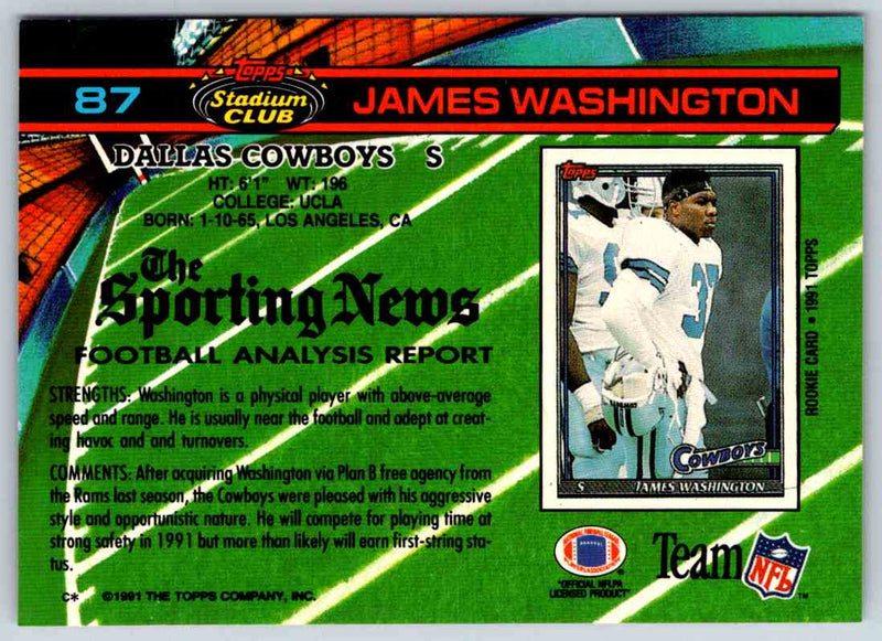 1991 Topps Stadium Club Football James Washington