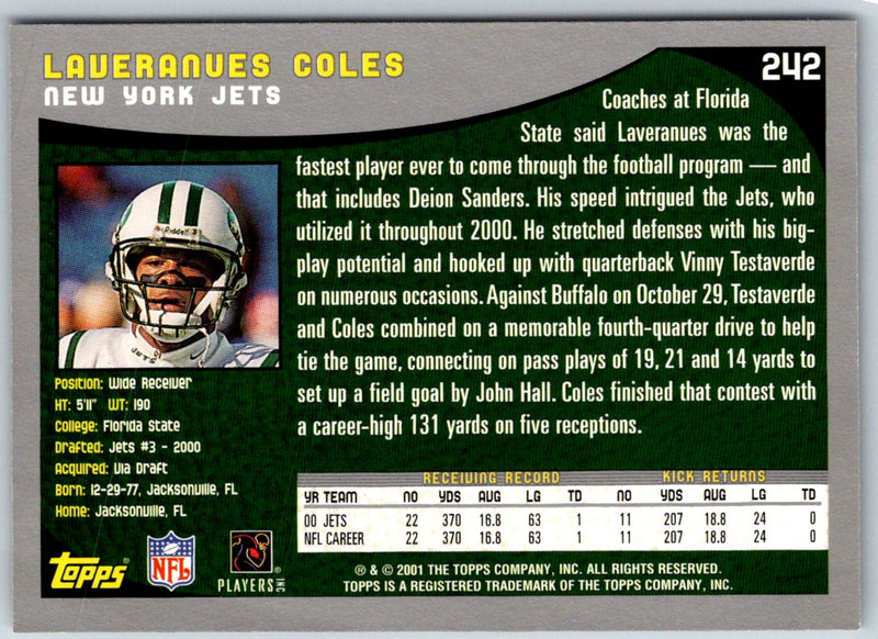 2001 Topps Laveranues Coles