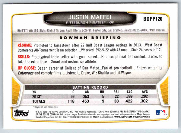 2013 Bowman Justin Maffei #BDPP120