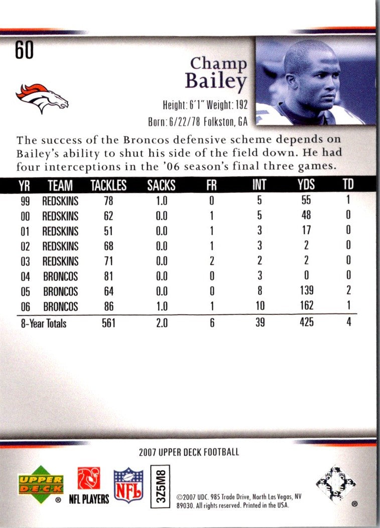 2007 Upper Deck Champ Bailey