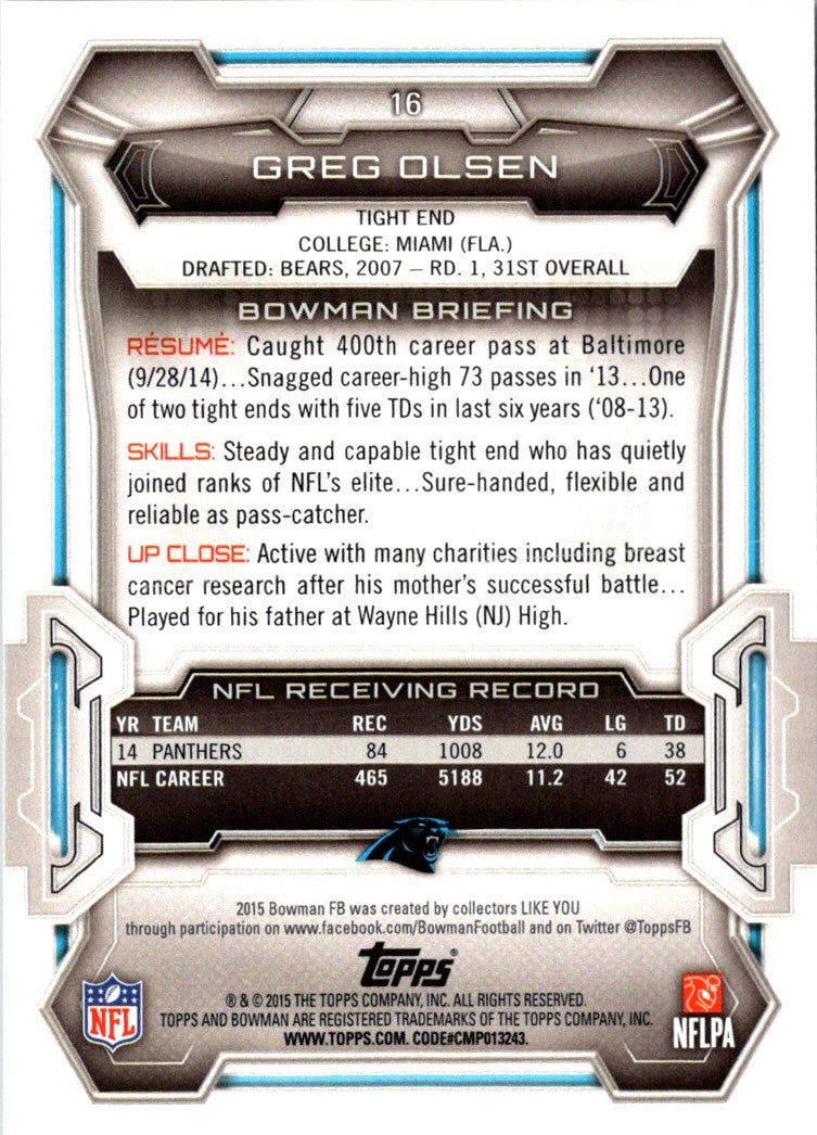 2015 Bowman Greg Olsen