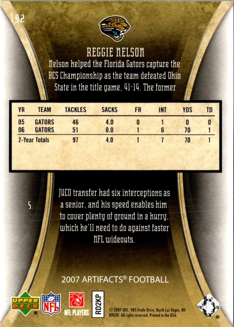 2007 Upper Deck Artifacts Reggie Nelson