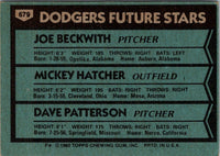 1980 Topps Dodgers Future Stars - Joe Beckwith/Mickey Hatcher/Dave Patterson #679 Rookie