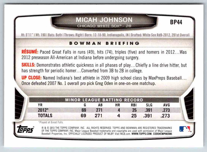 2013 Bowman Micah Johnson