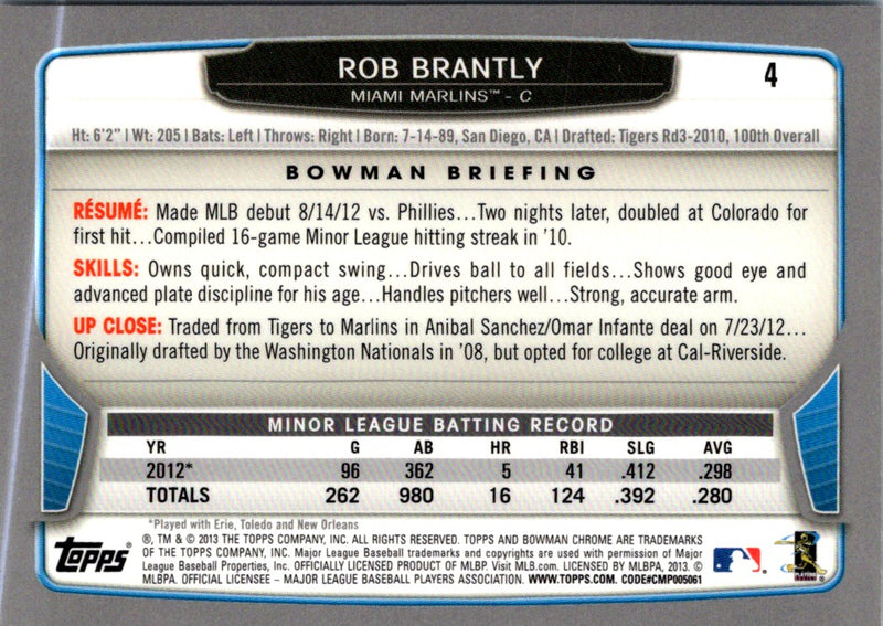 2013 Bowman Chrome Rob Brantly