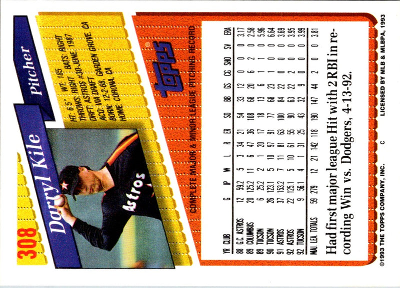1993 Topps Darryl Kile