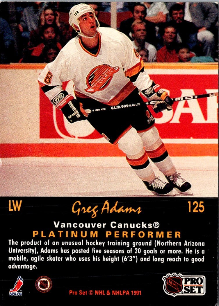 1991 Pro Set Platinum Greg Adams