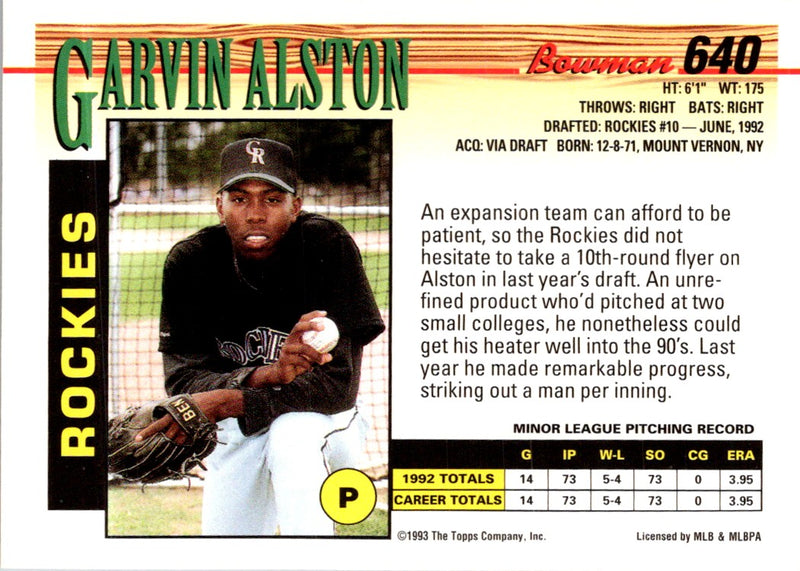 1993 Bowman Garvin Alston