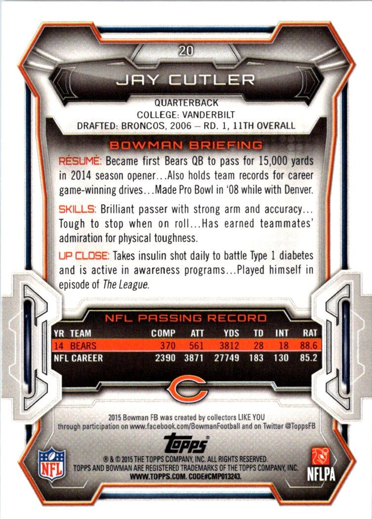 2015 Bowman Jay Cutler