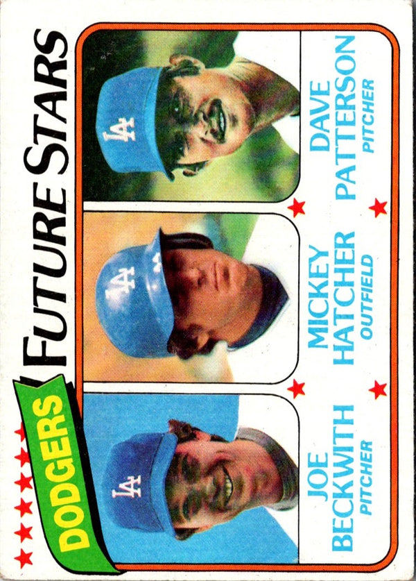 1980 Topps Dodgers Future Stars - Joe Beckwith/Mickey Hatcher/Dave Patterson #679 Rookie