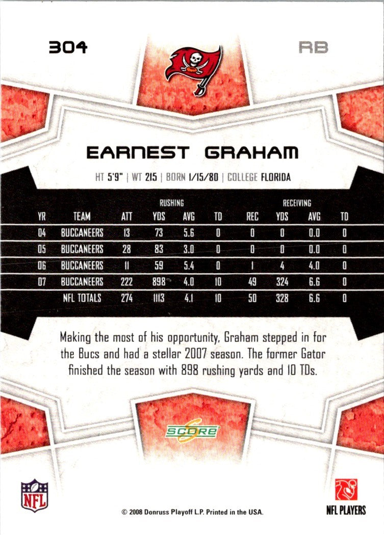 2008 Score Super Bowl XLIII Earnest Graham