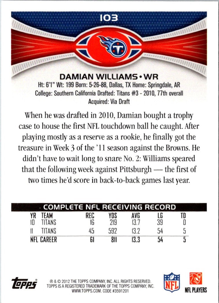 2012 Topps Damian Williams