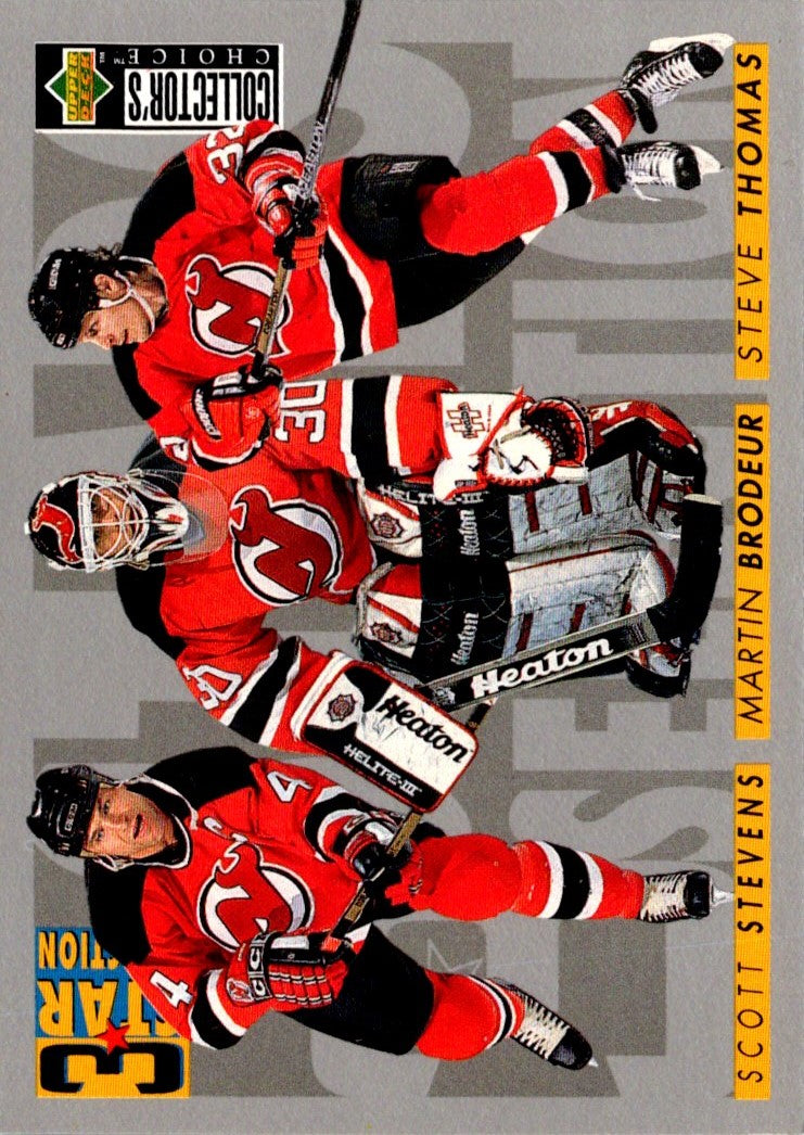 1996 Collector's Choice Martin Brodeur/Steve Thomas/Scott Stevens