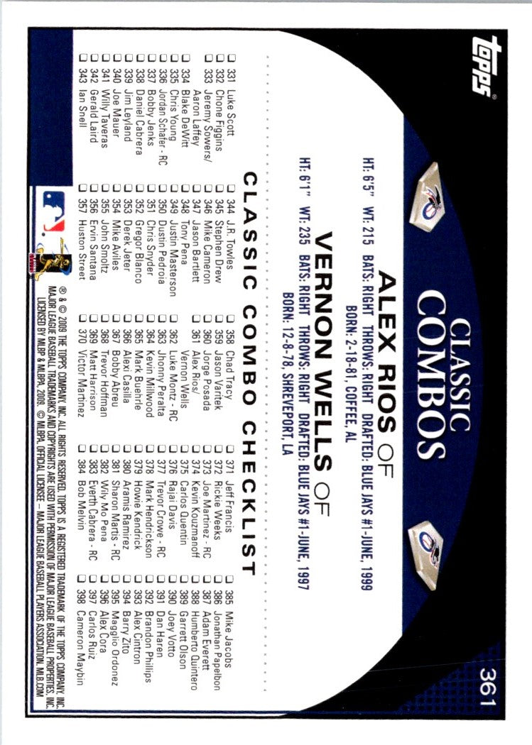 2009 Topps Alex Rios/Vernon Wells
