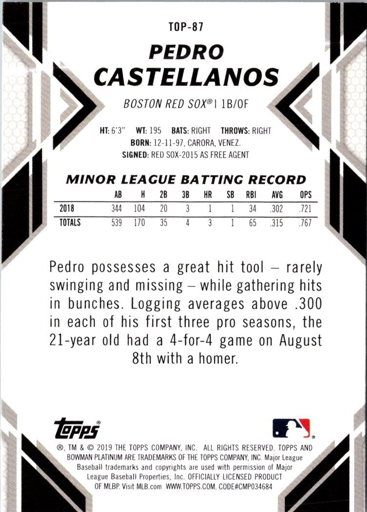 2019 Bowman Platinum Top Prospects Pedro Castellanos