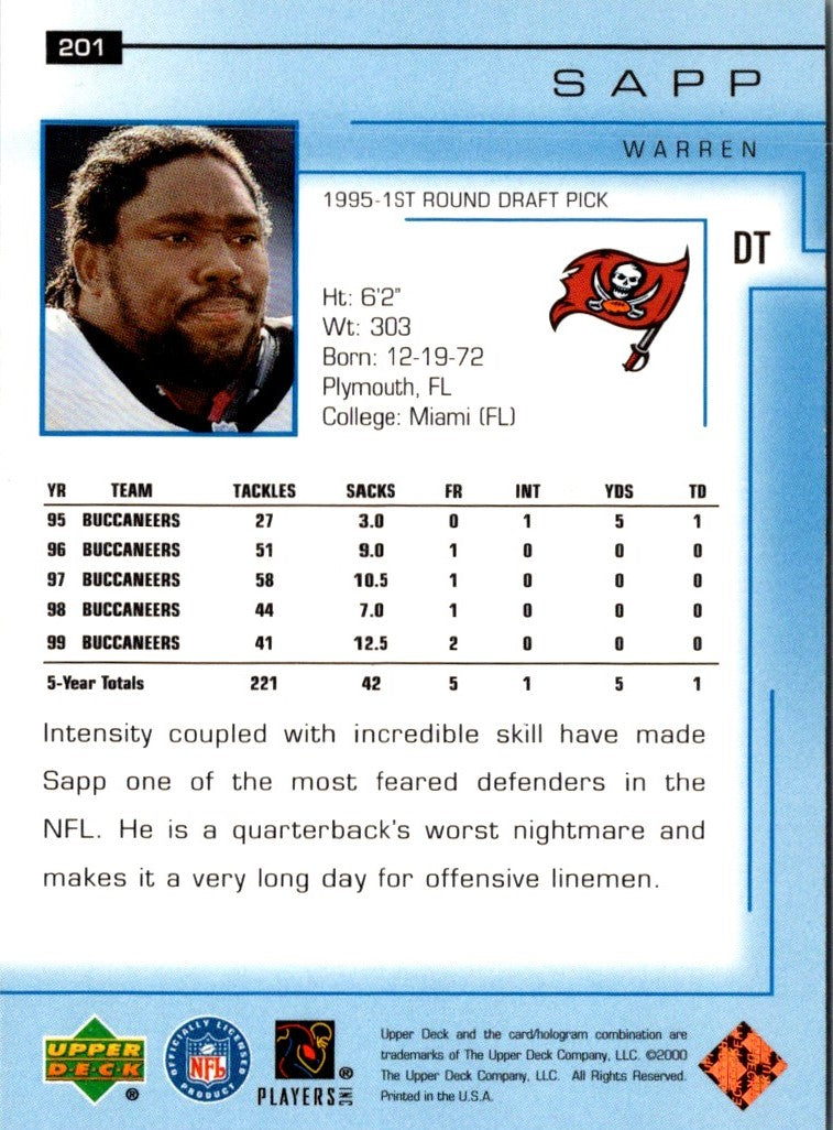 2000 Upper Deck Warren Sapp