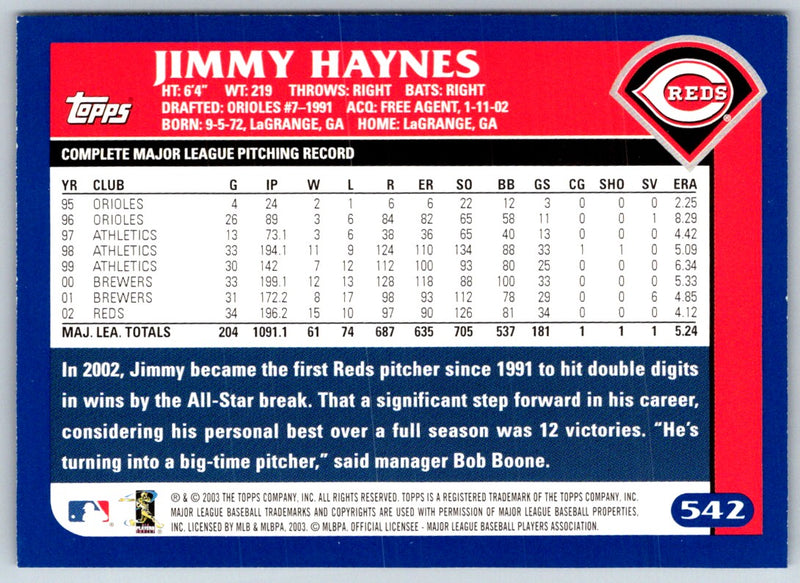 2003 Topps Jimmy Haynes