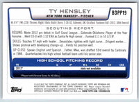 2012 Bowman Ty Hensley #BDPP19